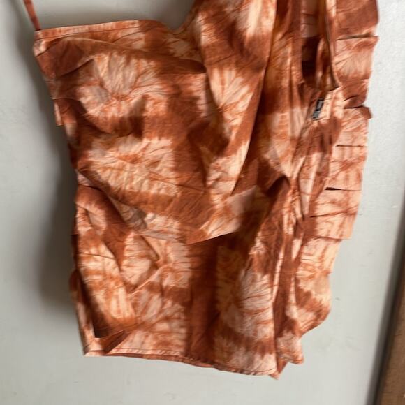 ULLA JOHNSON Senta One-Shoulder Tie Dye Stripe Cotton Top Sequoia - Picture 11 of 16